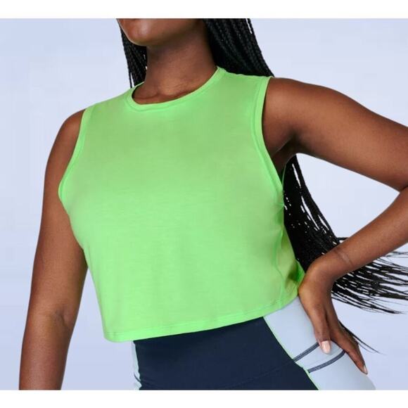 Sweaty Betty Women's Breathe Easy Crop Muscle Tank in Bright Green - Size 12 - Picture 1 of 8